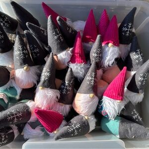 Festive Gnome Plush Toy Set - gray, teal and Pink